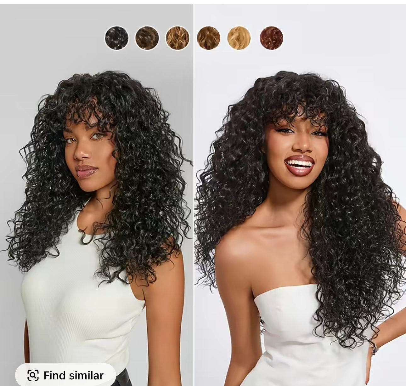 Deep wave curly bang wig