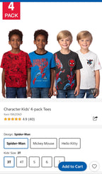 Disney collection of boys t shirt 4 pack