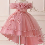 Pink Princess Floral Ruffle Party Dress
