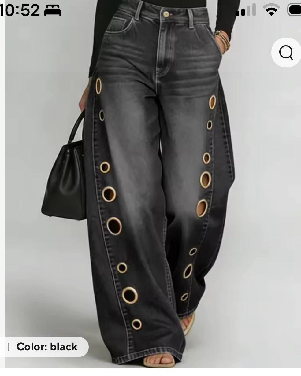 High waist, wide leg pant