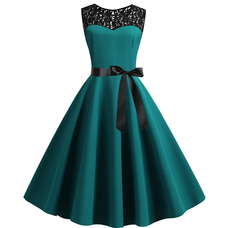 Vintage Lace Swing Midi Dress