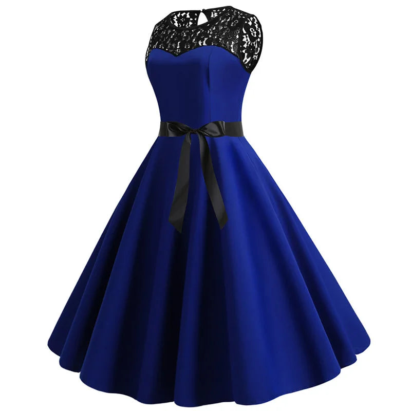 Vintage Lace Swing Midi Dress