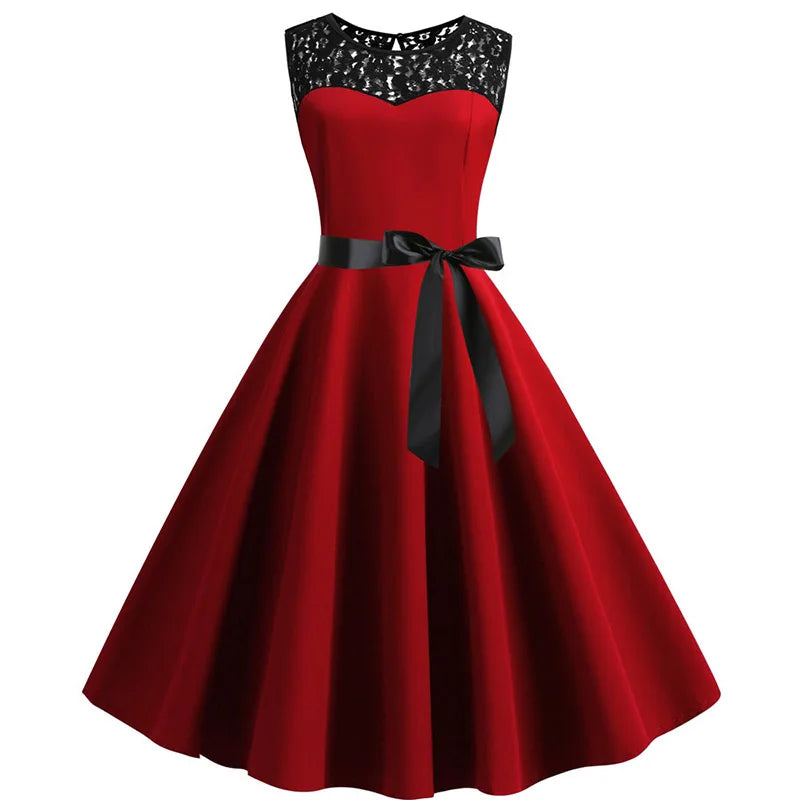 Vintage Lace Swing Midi Dress