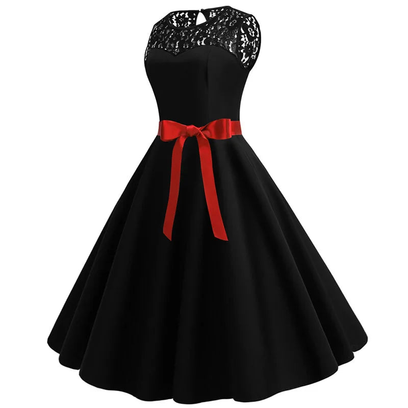 Vintage Lace Swing Midi Dress