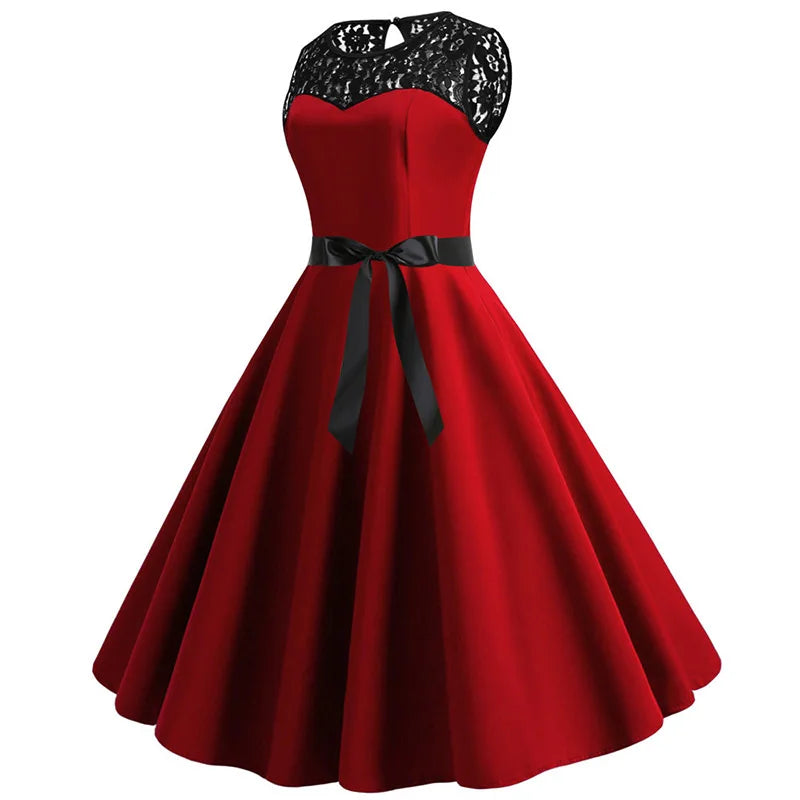 Vintage Lace Swing Midi Dress