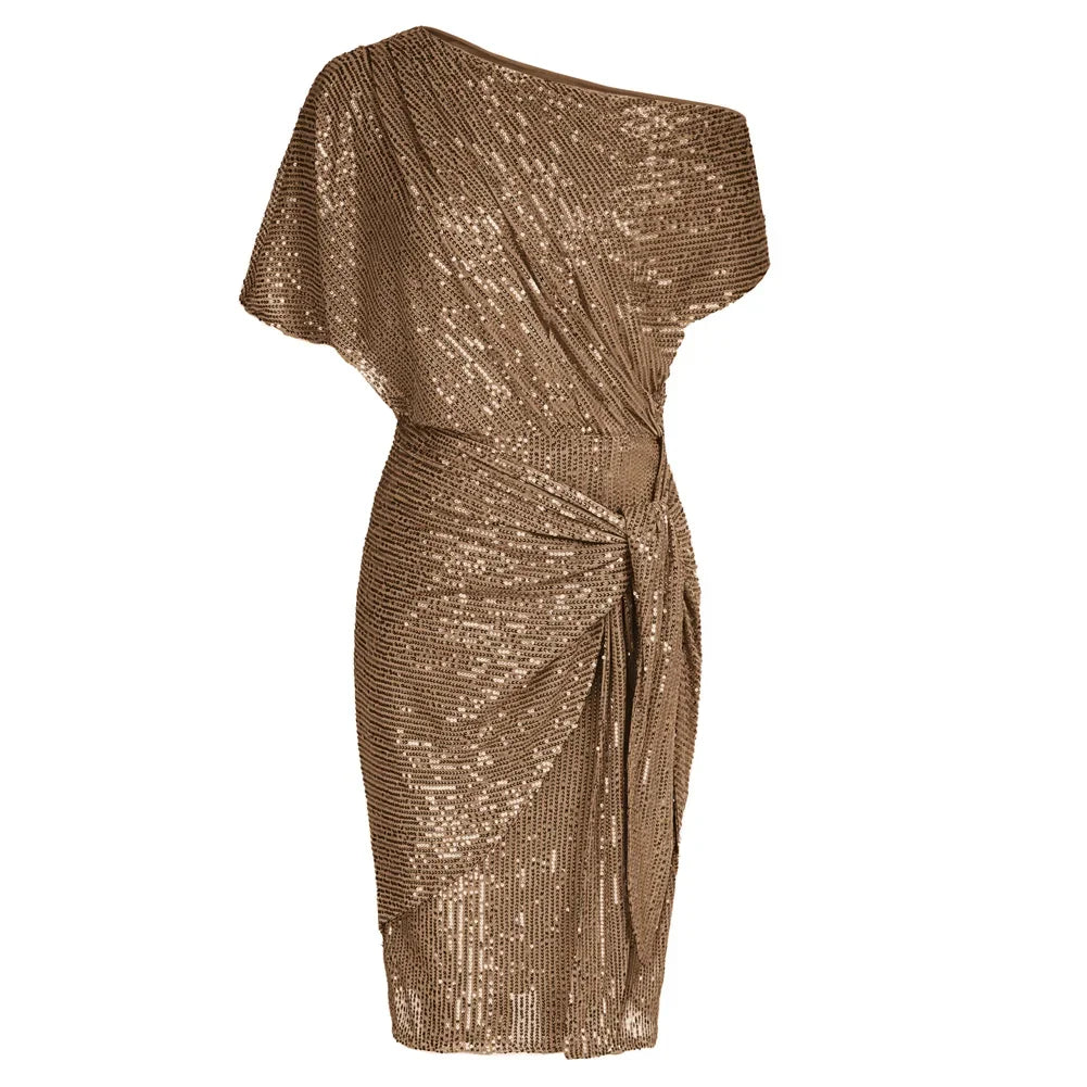 Elegant Sequin Off Shoulder Party Dress