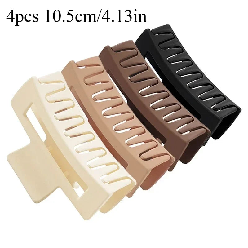 4-Piece Coffee & Black Hair Claw Clip Set