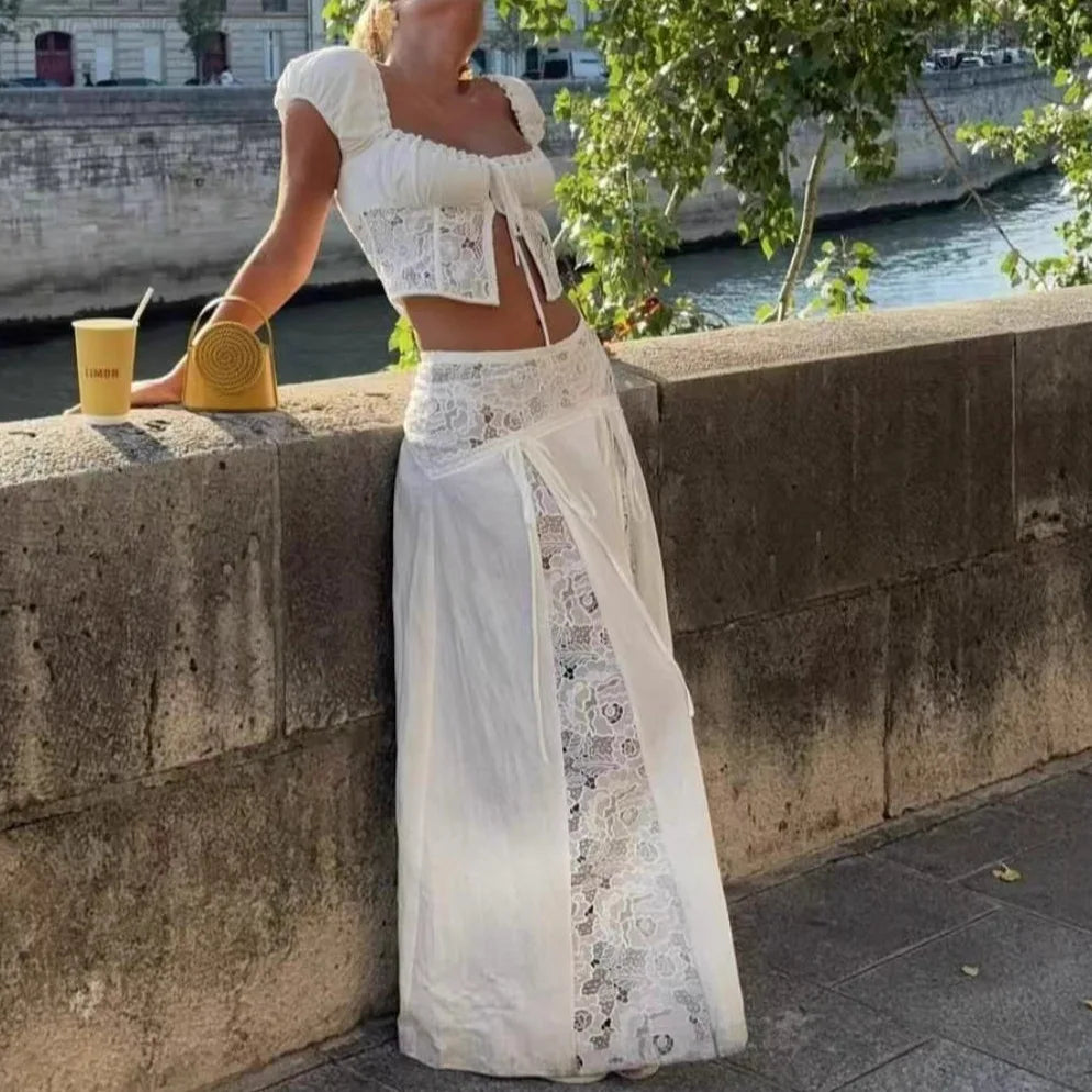 Women’s Lace Splice Two-Piece Set