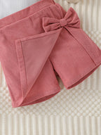 Heart Puff Sleeve Top & Bow Shorts Set