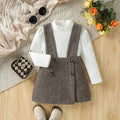 Long Sleeve Top & Plaid Skirt Set