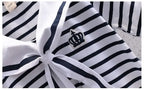 Girls Sailor Collar Striped Summer Set