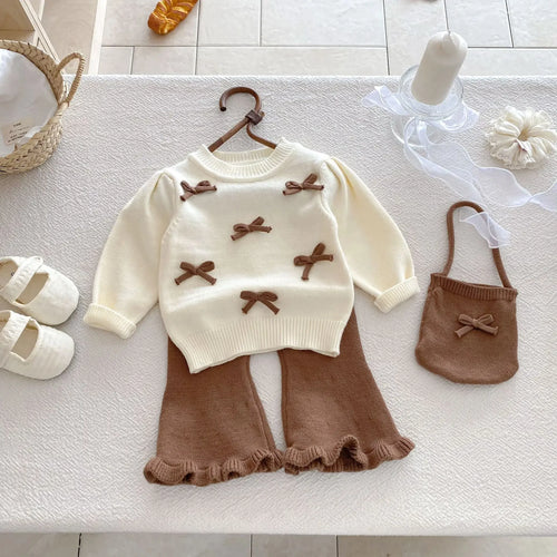 Baby Girl 3 Piece Knitted Outfit Set