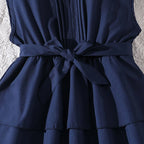 Stand Collar Tiered Dress