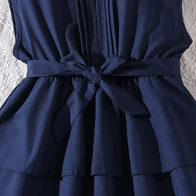 Stand Collar Tiered Dress