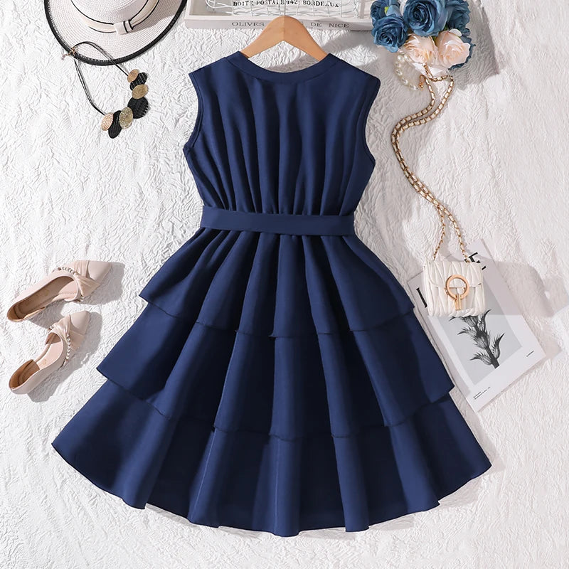 Stand Collar Tiered Dress