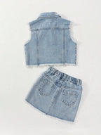 Sleeveless Top & Denim Skirt Set