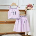 Floral Embroidered Girls Summer Set