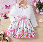 Floral princess dress set with cardigan