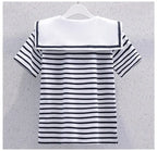 Girls Sailor Collar Striped Summer Set