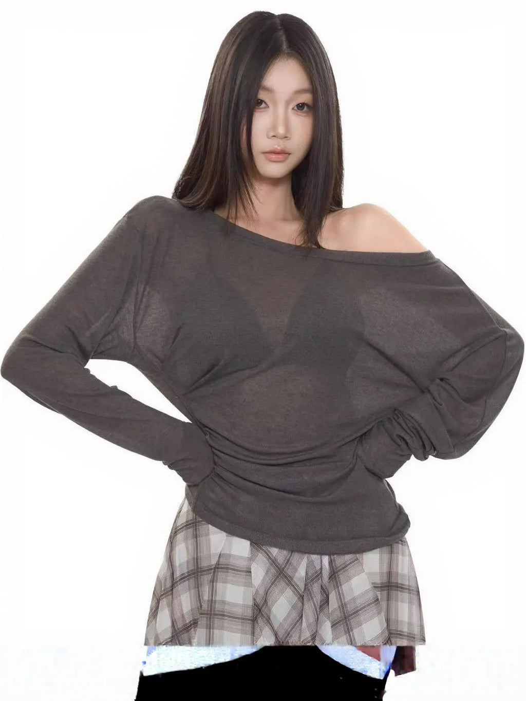 Women’s Off-Shoulder Loose Fit Long Sleeve Tee