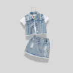 Sleeveless Top & Denim Skirt Set