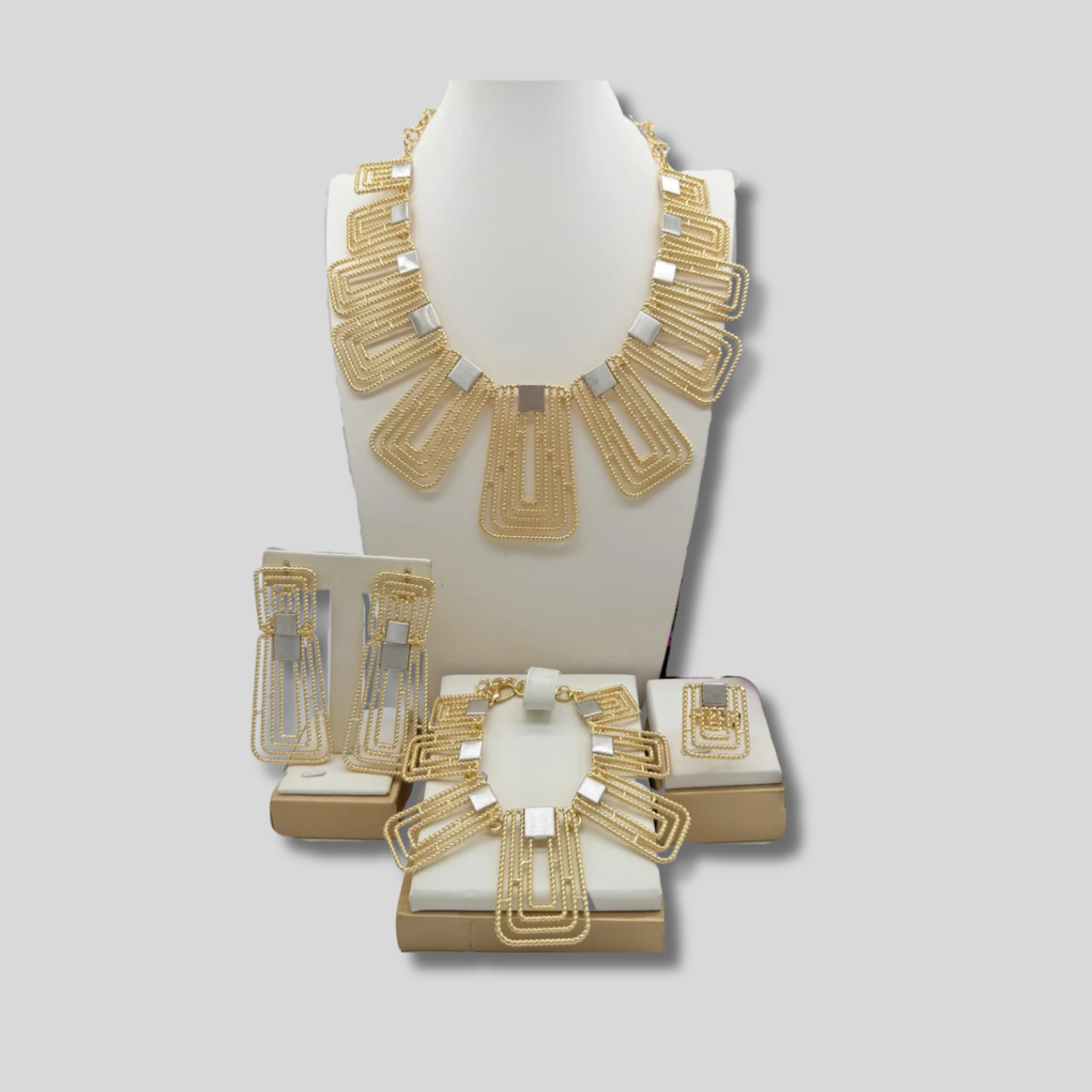 Luxury Geometric Gold Jewelry Set