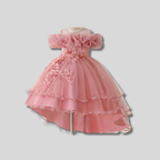 Pink Princess Floral Ruffle Party Dress